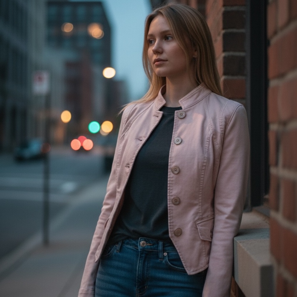 White House Black Market Blush Pink Military Style Jacket, Size 00